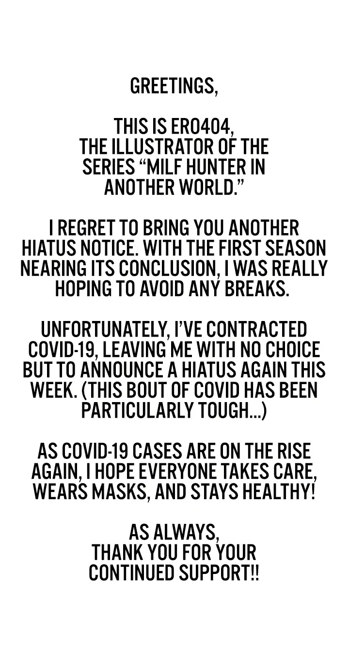 Milf Hunting In Another World Chapter 59.5 - Hiatus Notice - Page 1