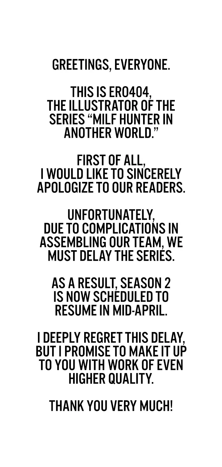 Milf Hunting In Another World Chapter 74.6 - Hiatus Notice - Page 1